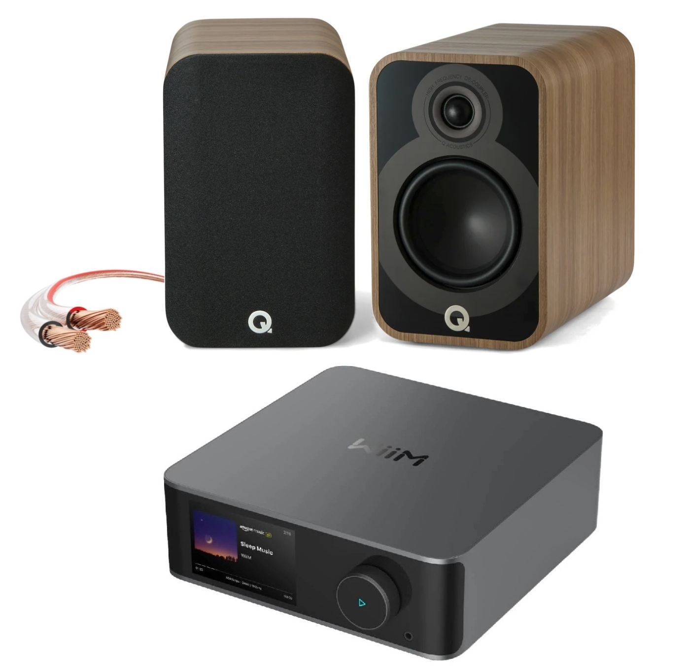 Bundle Wiim Amp Ultra + Q-Acoustics 5020 + Avinity-LS-Kabel | Neu Grau/Eiche