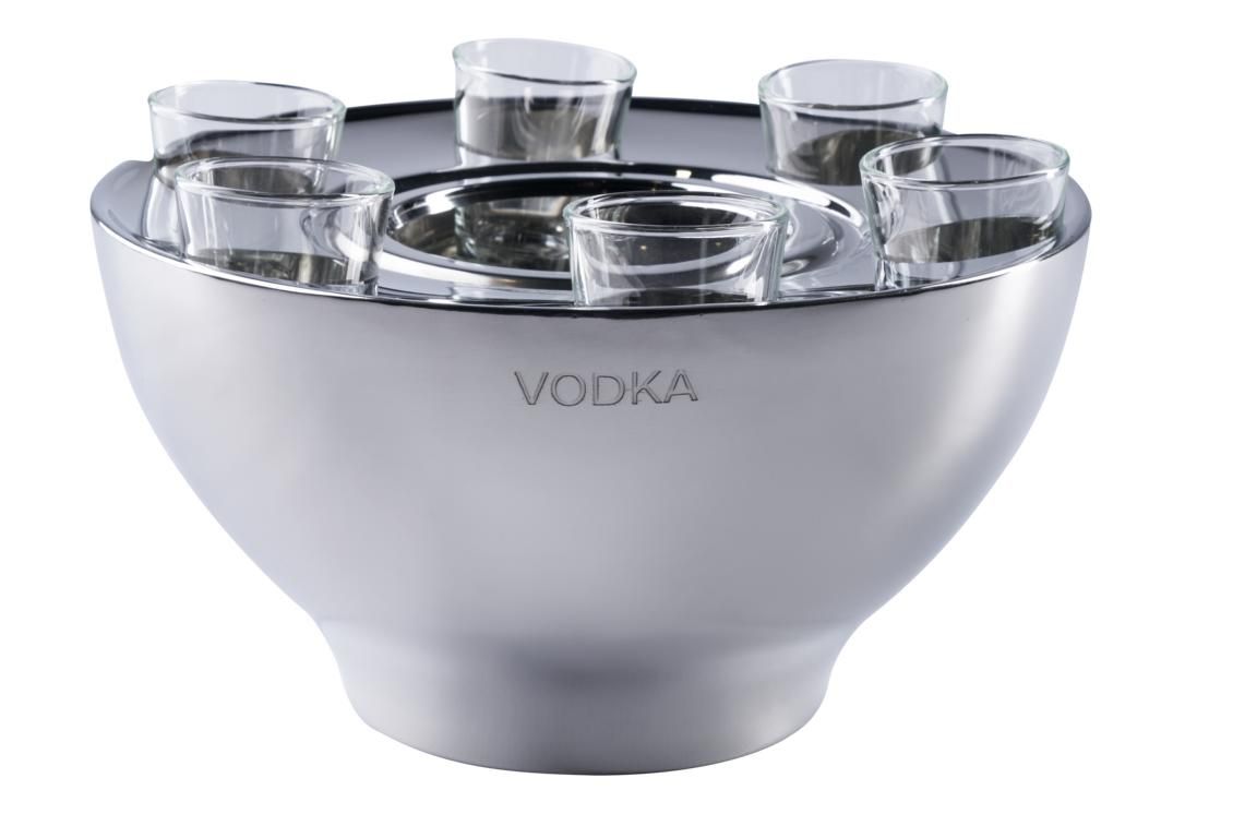 Wodka K?hler 'VODKA' Edelstahl + 6 Shotgl?sern