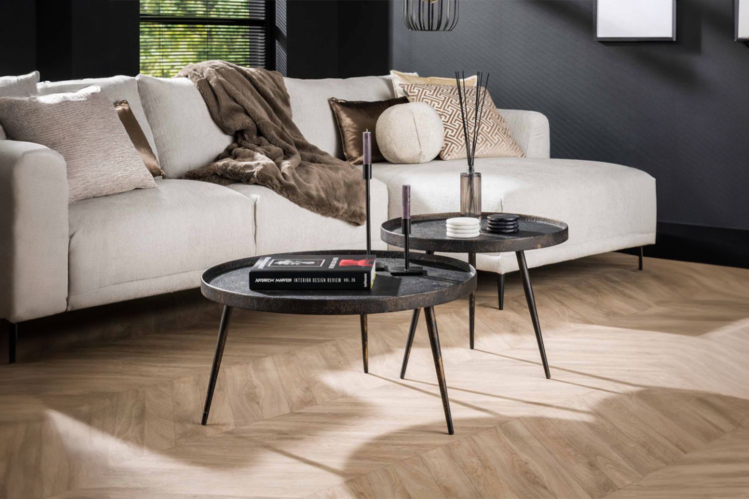 KAWOLA Couchtisch MAURI Set 2-tlg. Stahl schwarz