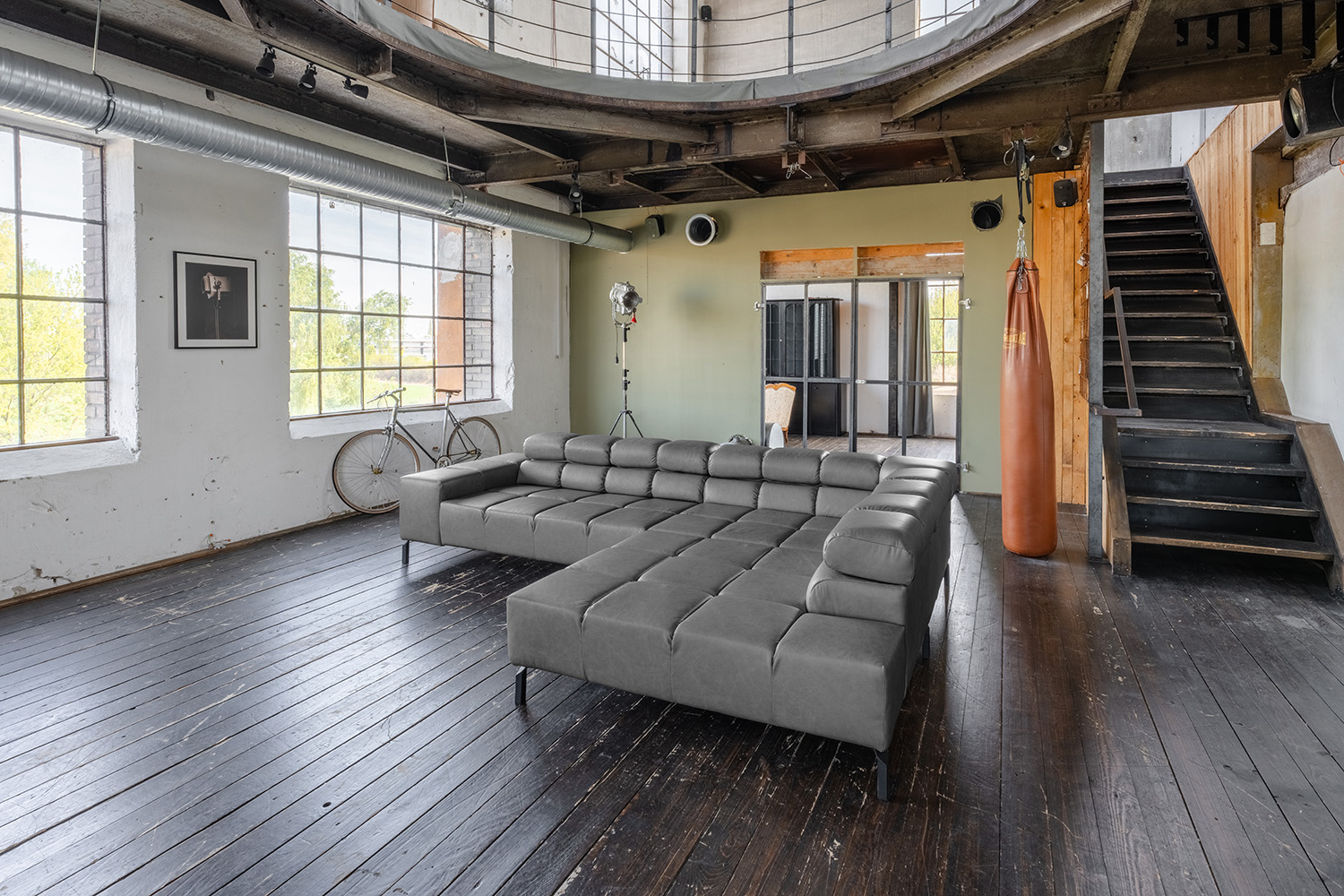 KAWOLA Sofa NELSON Ecksofa Leder anthrazit