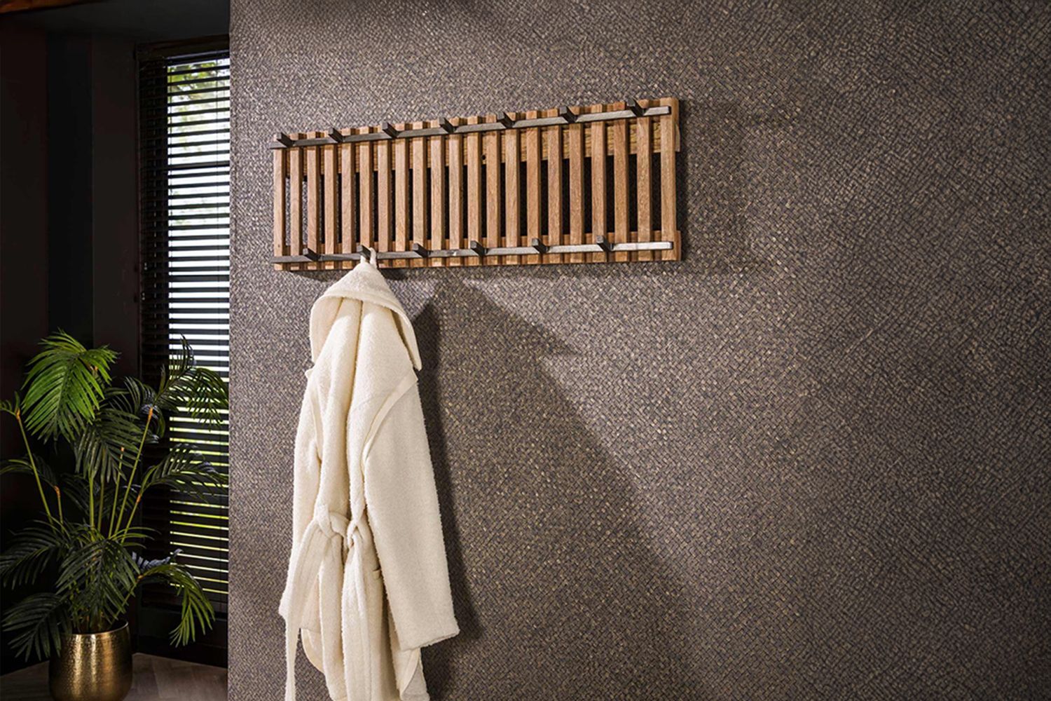 KAWOLA Garderobe JACINTA Mangoholz Metall 13 Haken braun