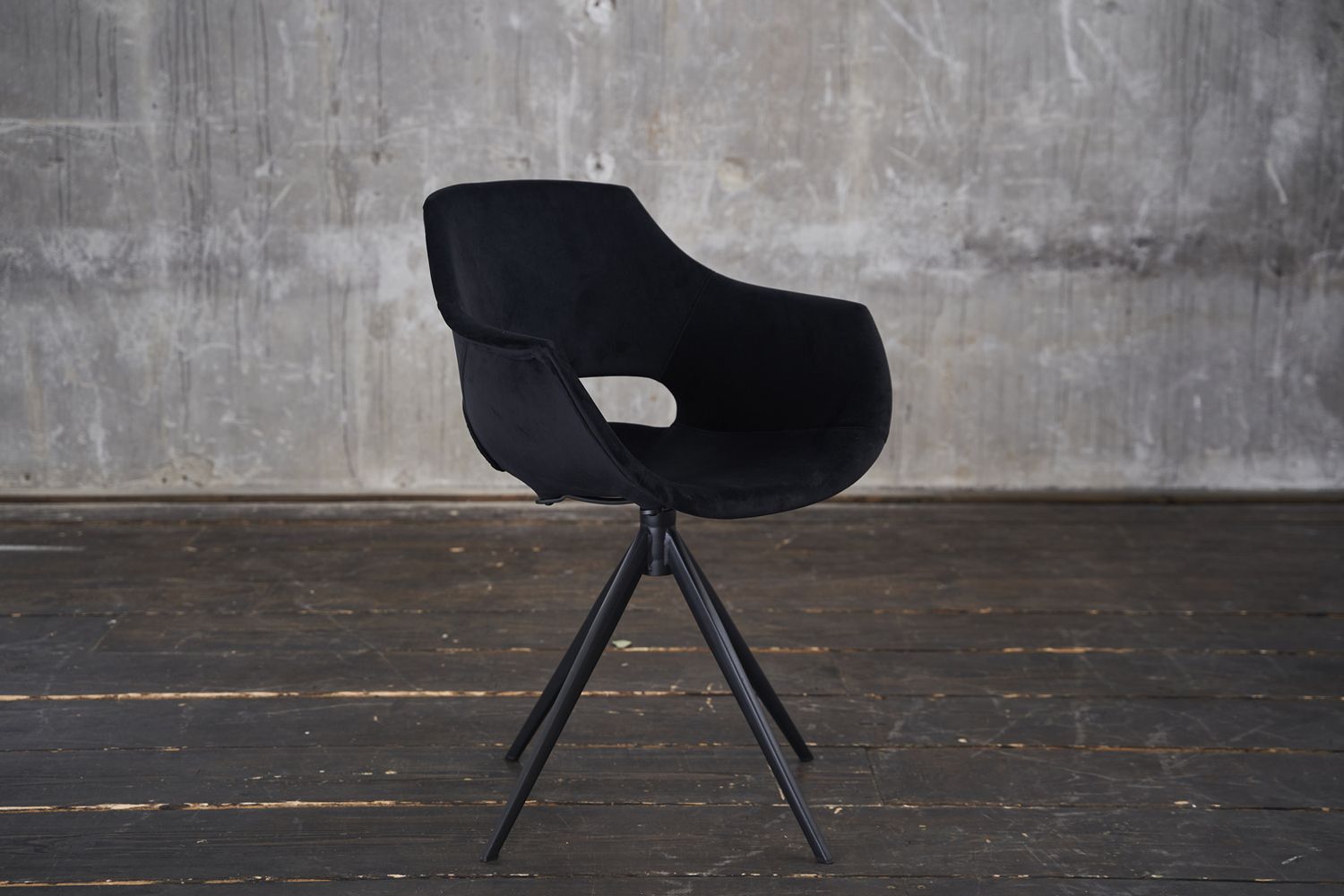 KAWOLA Stuhl ZAJA Esszimmerstuhl Velvet drehbar schwarz