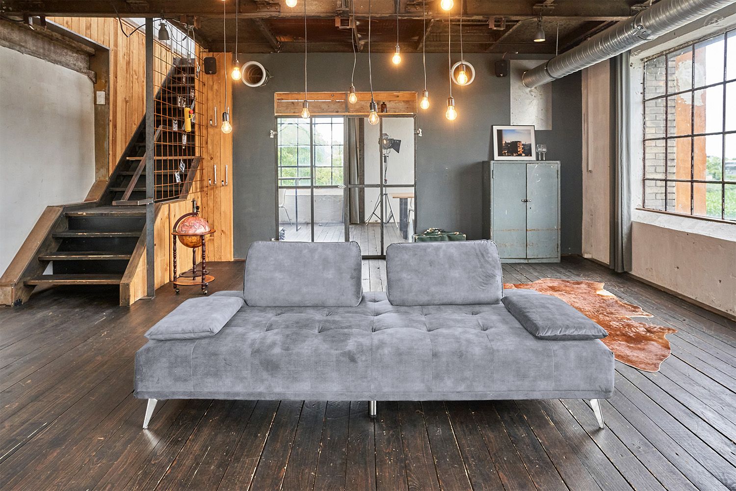 KAWOLA Sofa WIOLO Schlafsofa Daybed velvet grau