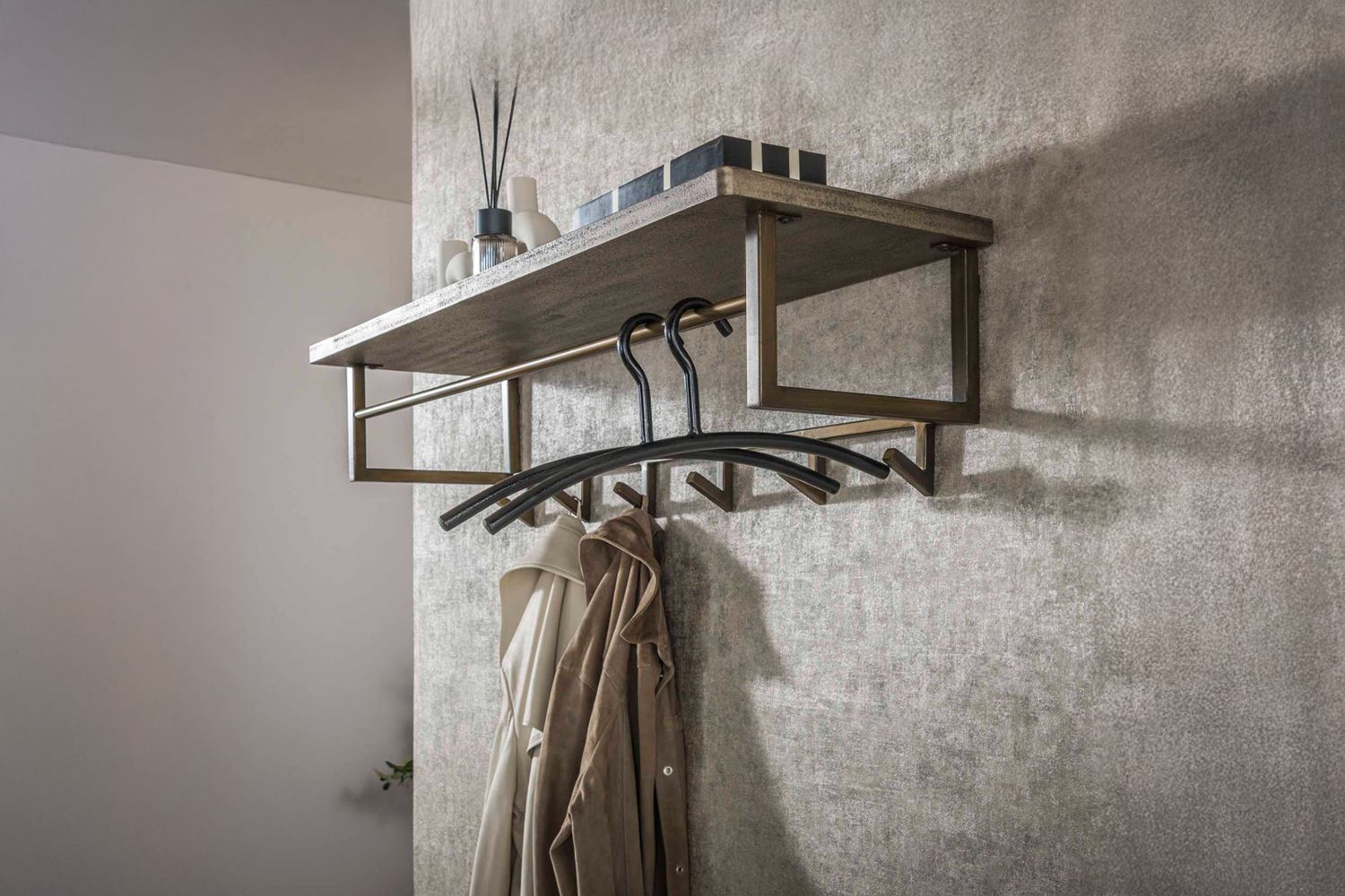 KAWOLA Garderobe AUREA Metall Hutablage 6 Haken bronze