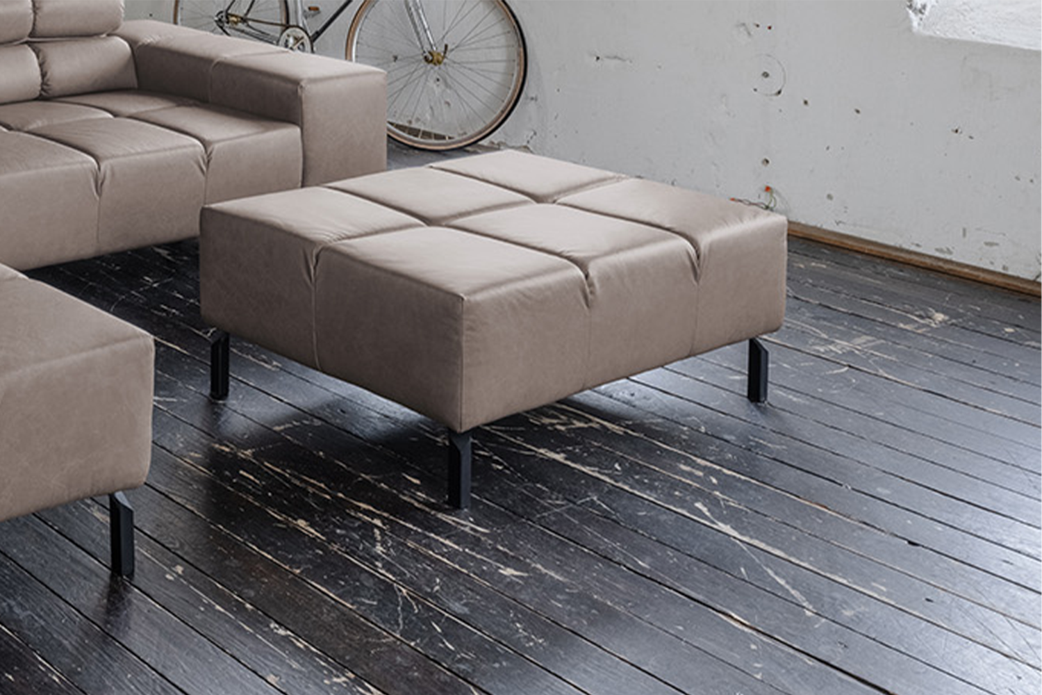 KAWOLA Polsterhocker NELSON Hockerbank Leder dunkelbraun