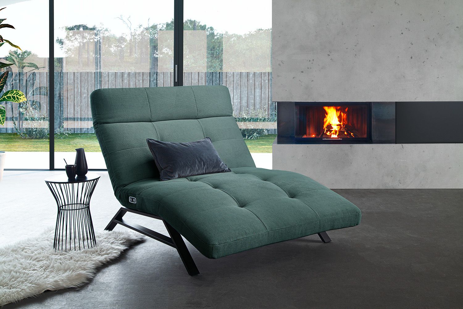 KAWOLA Relaxliege AMERIVA motorisch Maxi Feincord grün