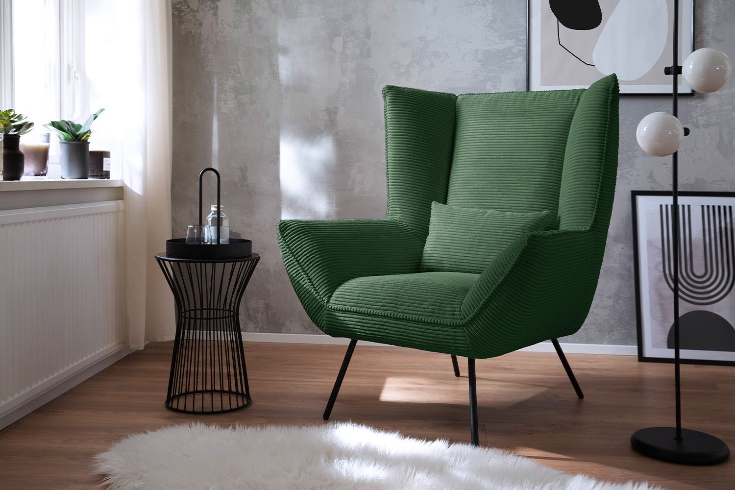 KAWOLA Sessel IVA Relaxsessel Cord smaragd