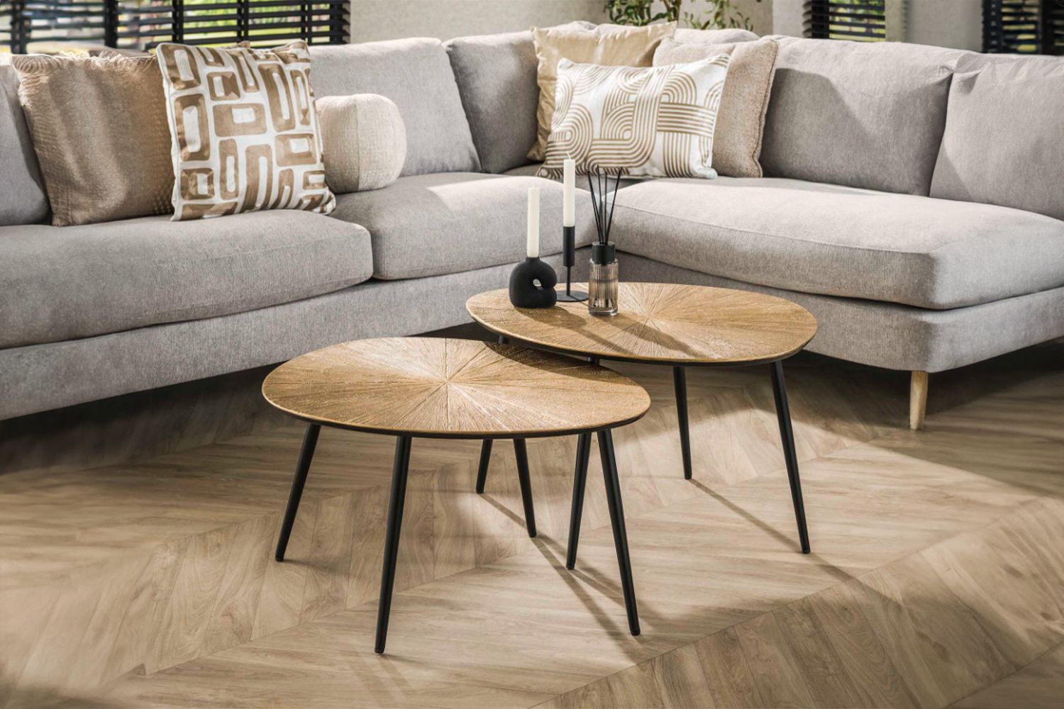 KAWOLA Couchtisch TIBALI Set 2-tlg. Metall bronze oval