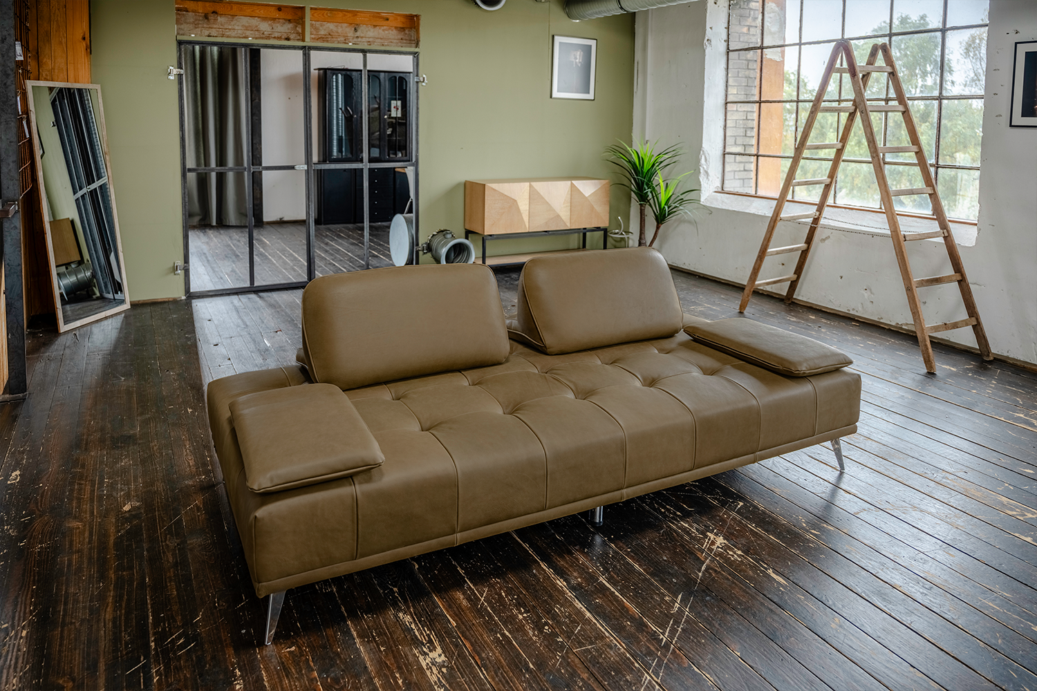 KAWOLA Sofa WIOLO Schlafsofa Daybed Leder camel