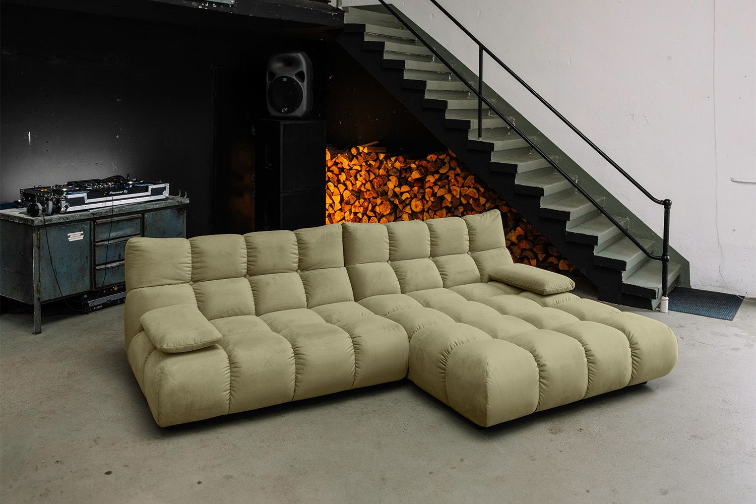 KAWOLA Sofa VIVIEN Ecksofa Velvet oliv