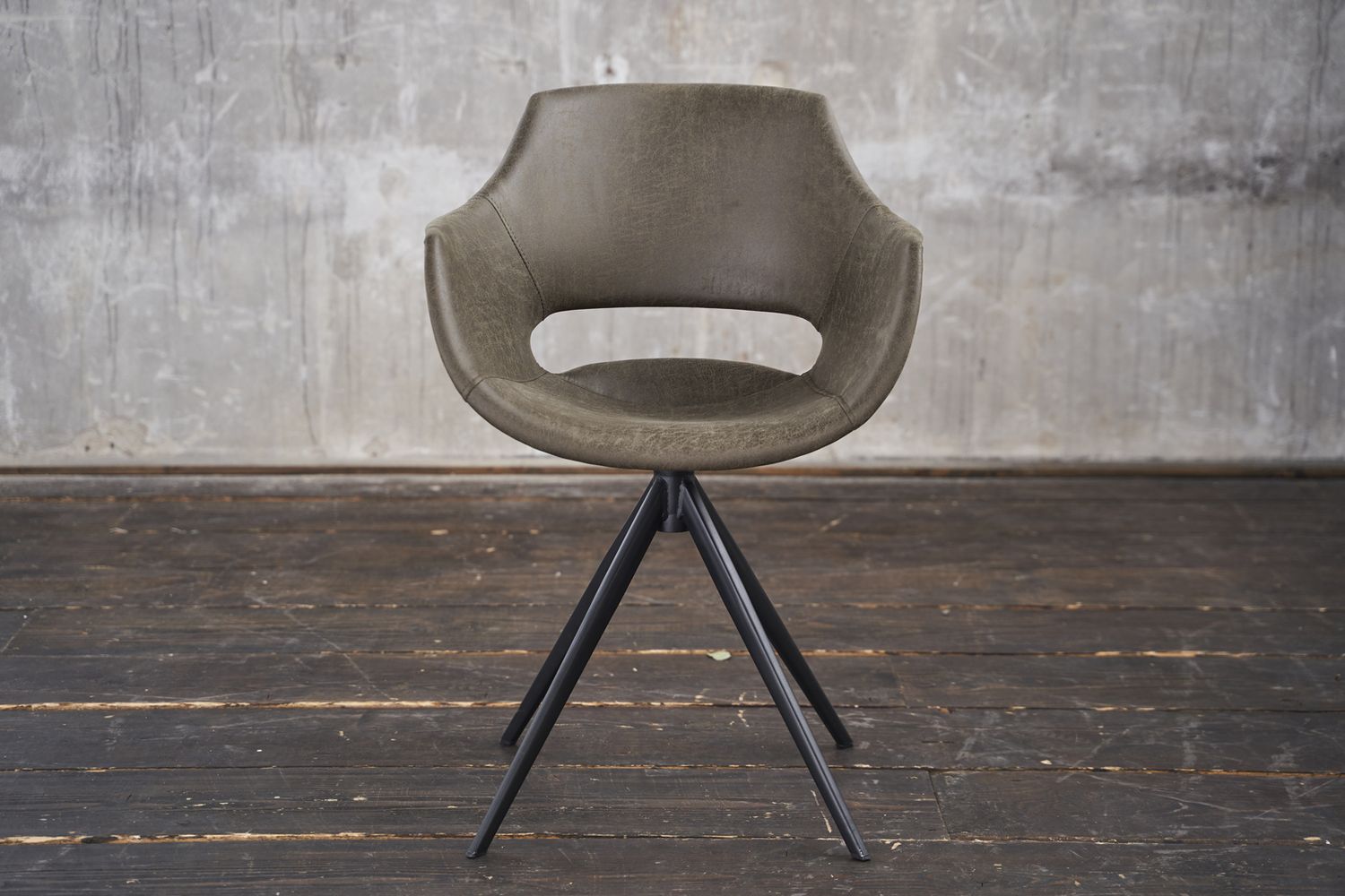 KAWOLA Stuhl ZAJA Esszimmerstuhl Microfaser drehbar oliv