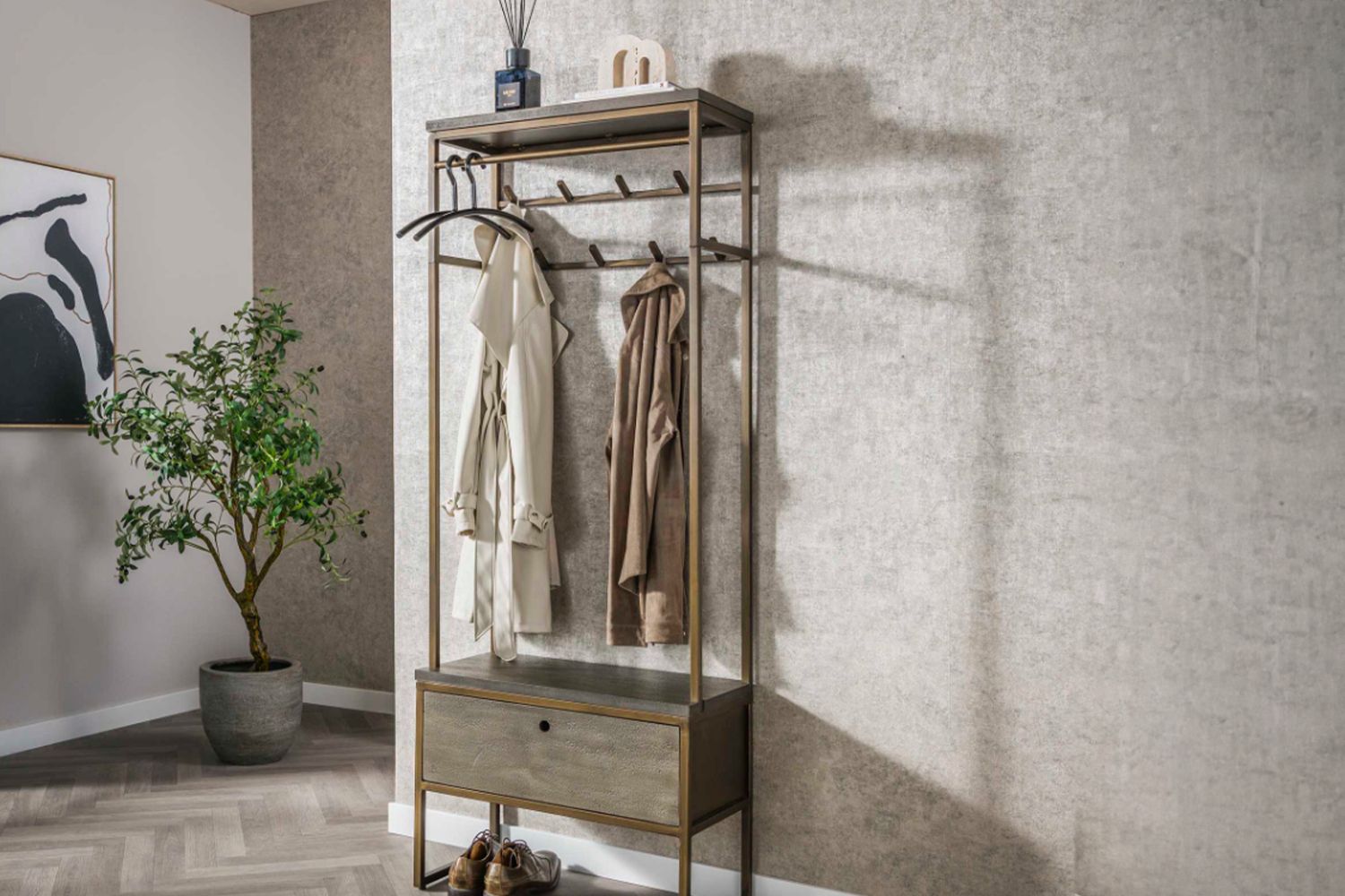 KAWOLA Garderobe RISCA Metall bronze 1 Schublade
