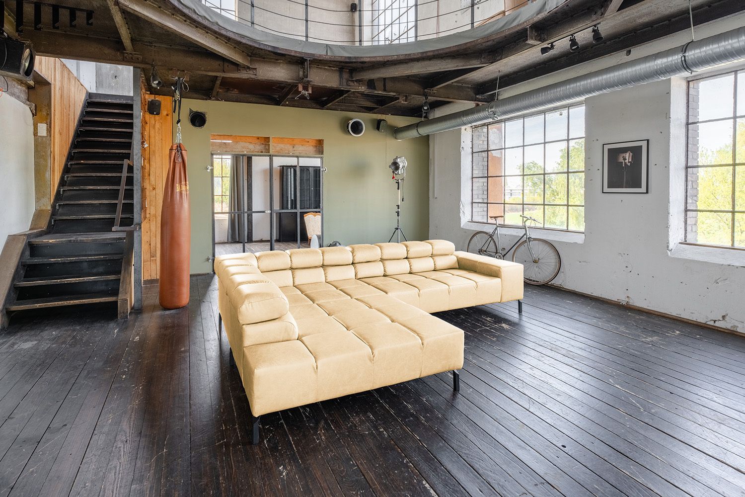 KAWOLA Sofa NELSON Ecksofa Leder beige