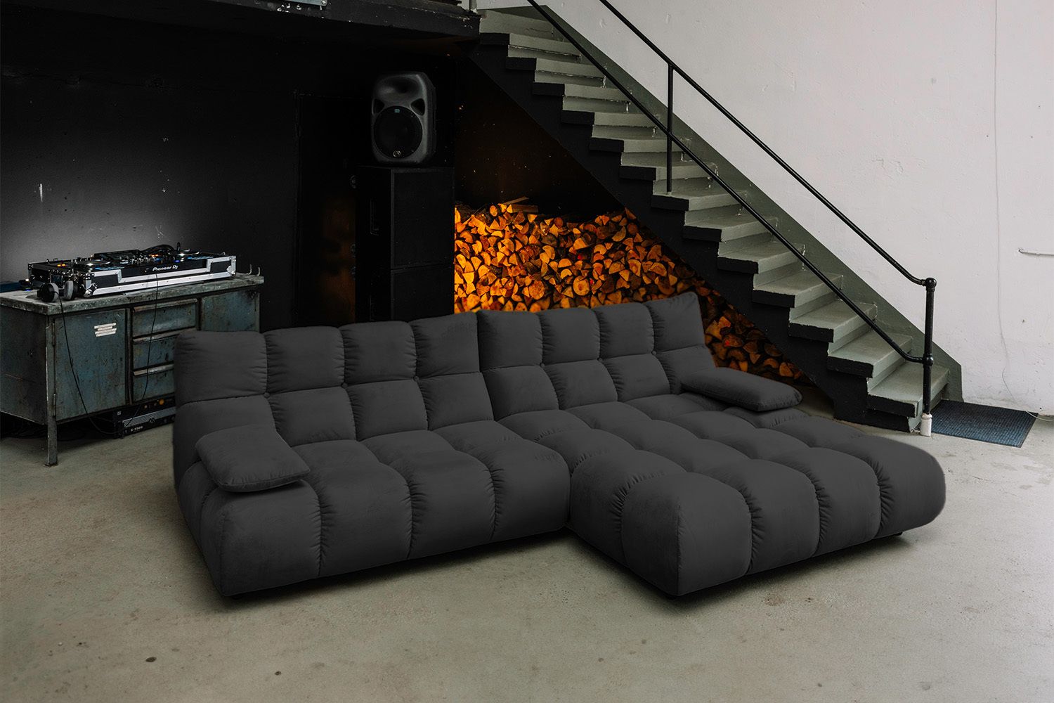 KAWOLA Sofa VIVIEN Ecksofa Velvet schwarz