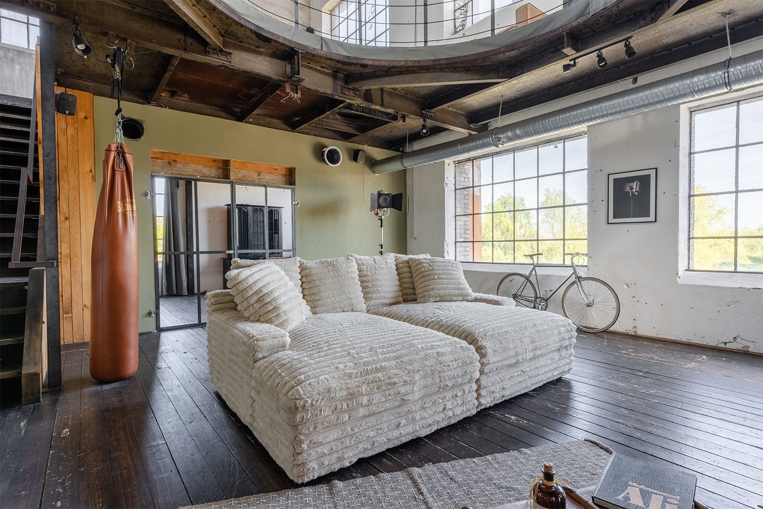 KAWOLA Big Sofa CADY Megacord cremeweiß