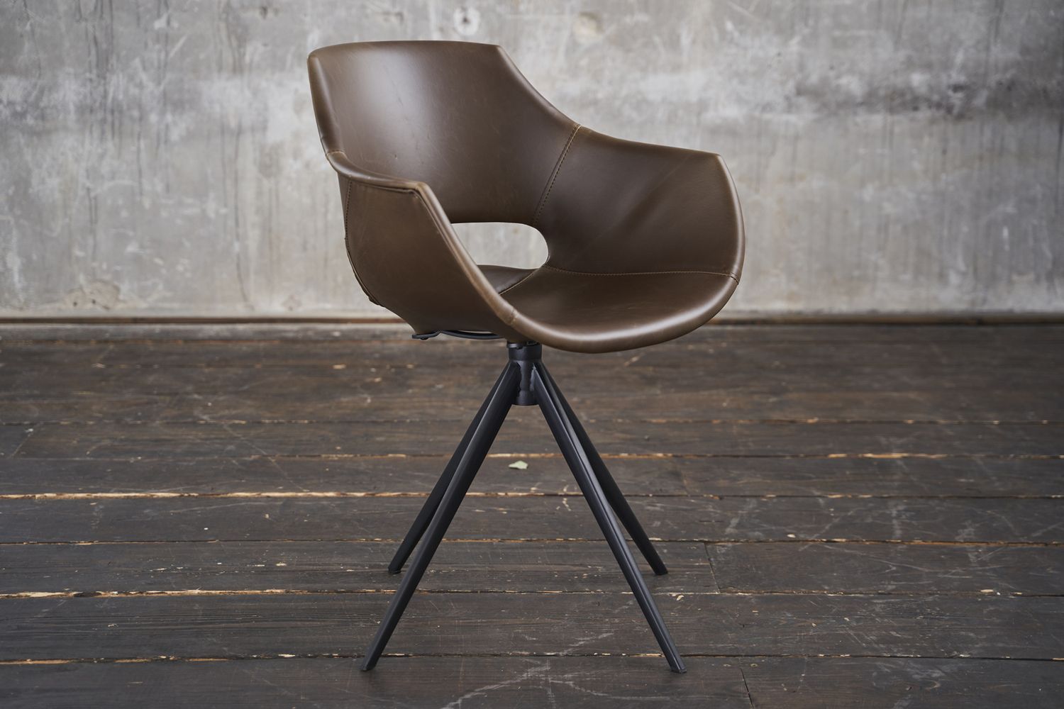 KAWOLA Stuhl ZAJA Esszimmerstuhl Kunstleder drehbar dunkelbraun