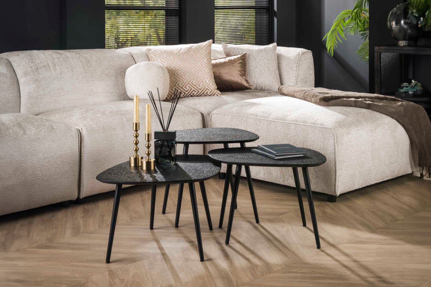 KAWOLA Couchtisch LAUCA Set 3-tlg. Metall schwarz viereckig