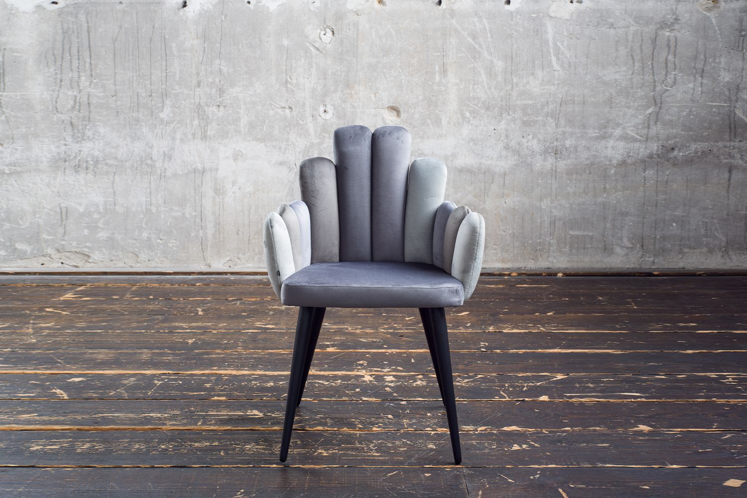 KAWOLA Stuhl FREJA Esszimmerstuhl Velvet grau Fuß schwarz