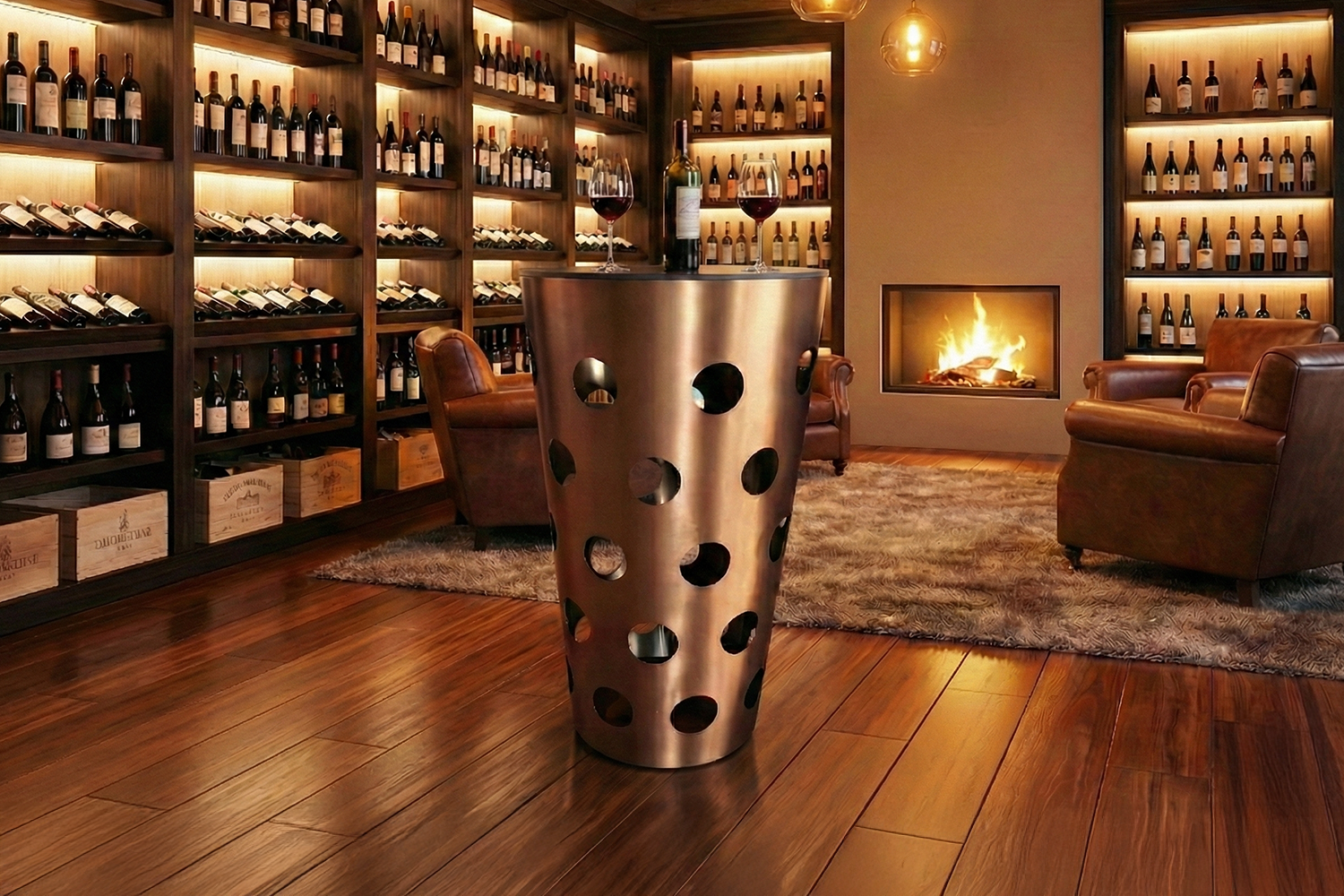 KAWOLA Tisch VINO Bartisch Keramik schwarz Gestell gebürsteter Edelstahl rosé gold