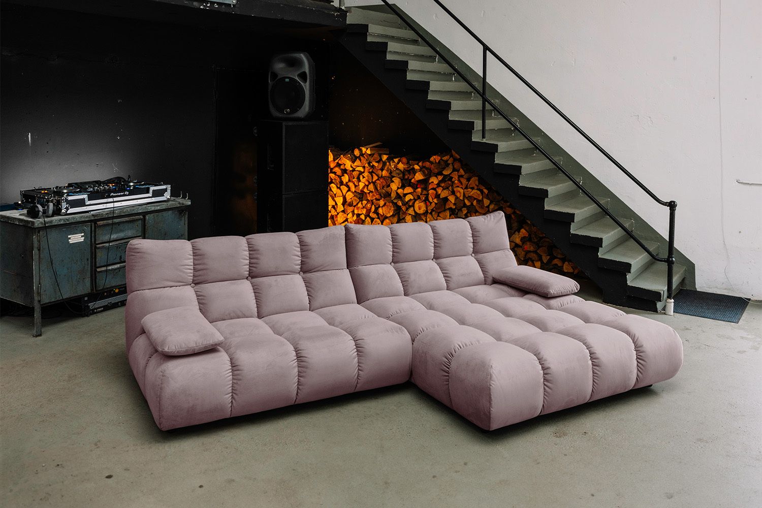KAWOLA Sofa VIVIEN Ecksofa Velvet roségrau