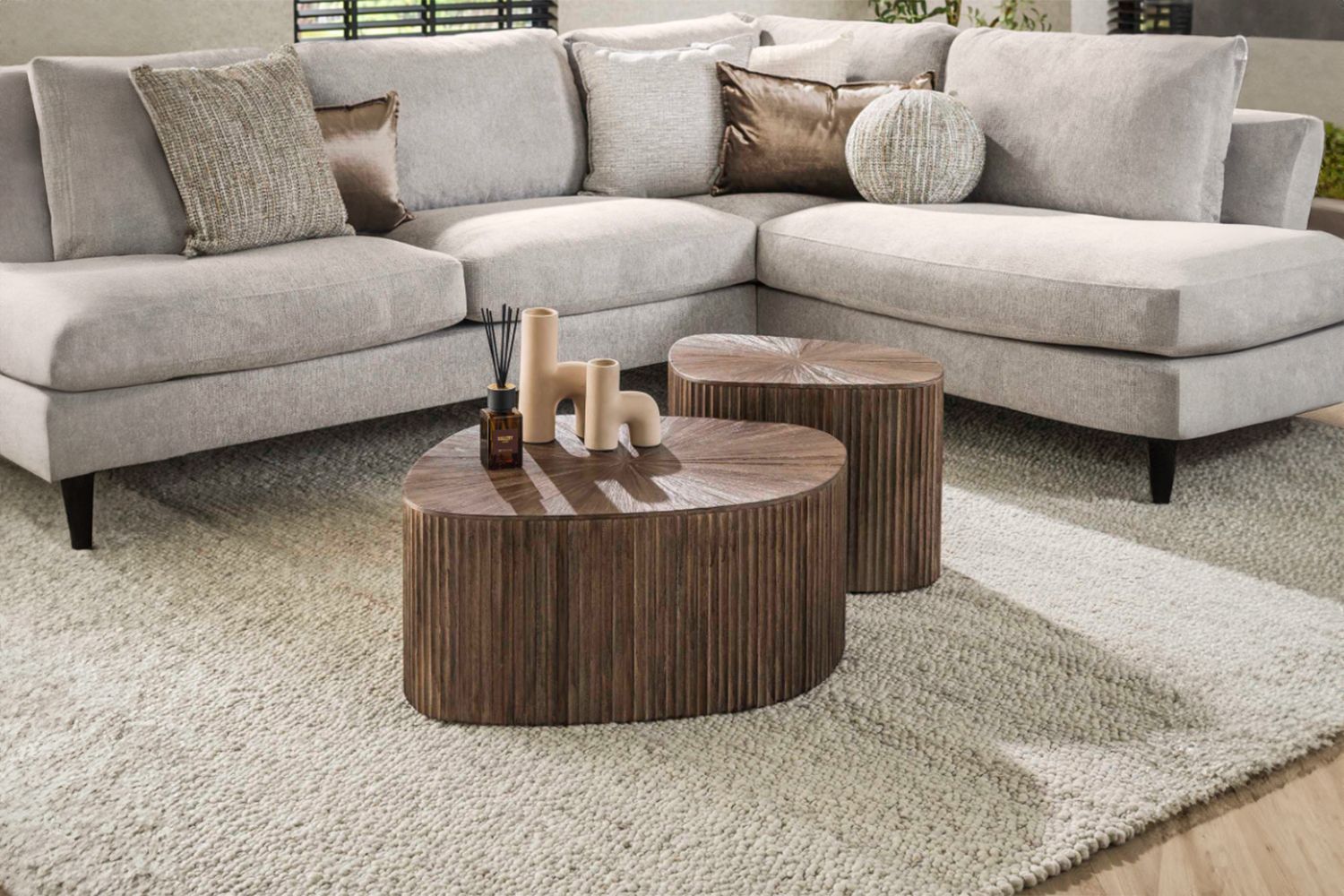 KAWOLA Couchtisch INKA Set 2-tlg. XL Teakholz braun viereckig