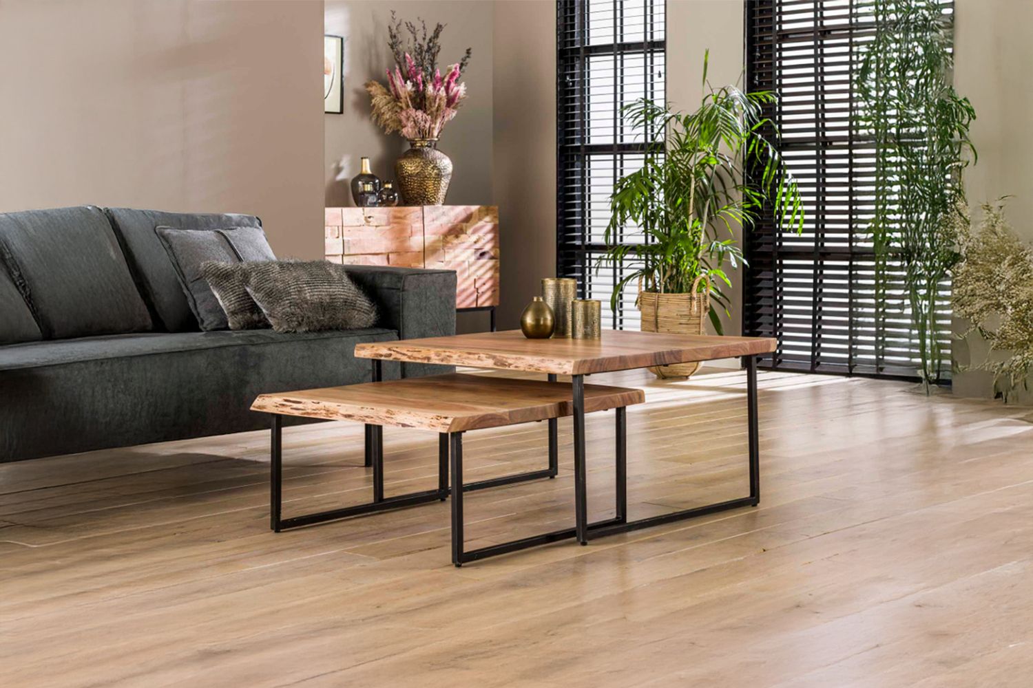 KAWOLA Couchtisch AMARLA Set 2-tlg. Akazie braun