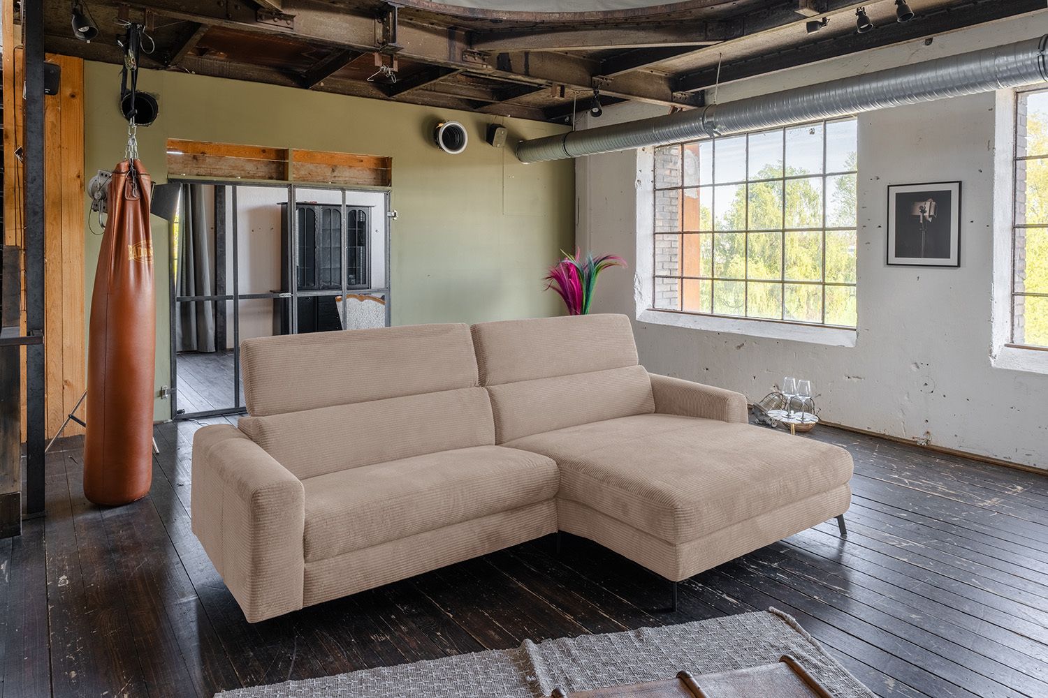 KAWOLA Sofa LAISKA Ecksofa Cord taupe