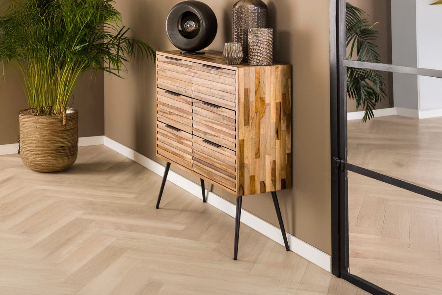 KAWOLA Kommode COSTA Teakholz natur 6 Schubladen