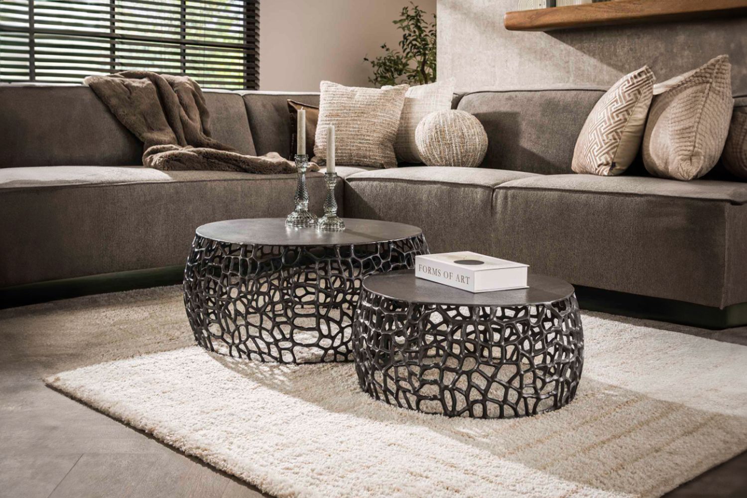 KAWOLA Couchtisch SONO Set 2-tlg. Metall schwarz