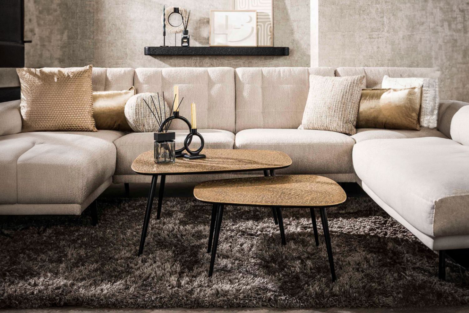 KAWOLA Couchtisch LAUCA Set 2-tlg. Metall bronze viereckig