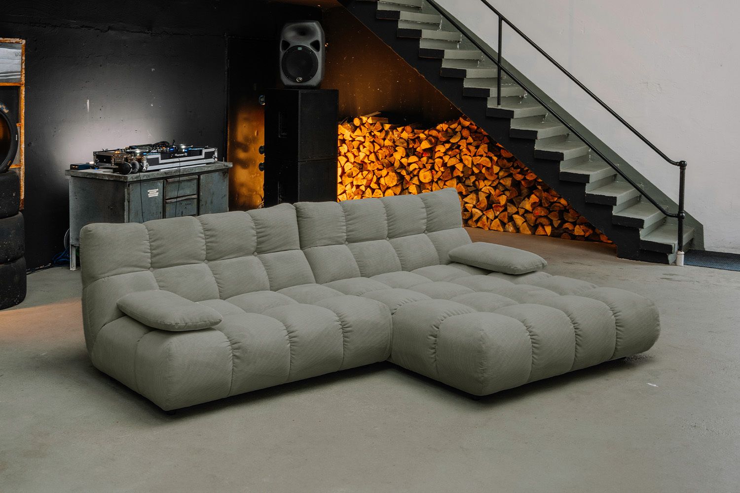 KAWOLA Sofa VIVIEN Ecksofa Feincord olivgrün