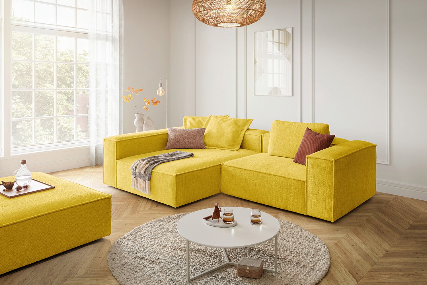 KAWOLA Sofa CARMO Ecksofa Stoff gelb