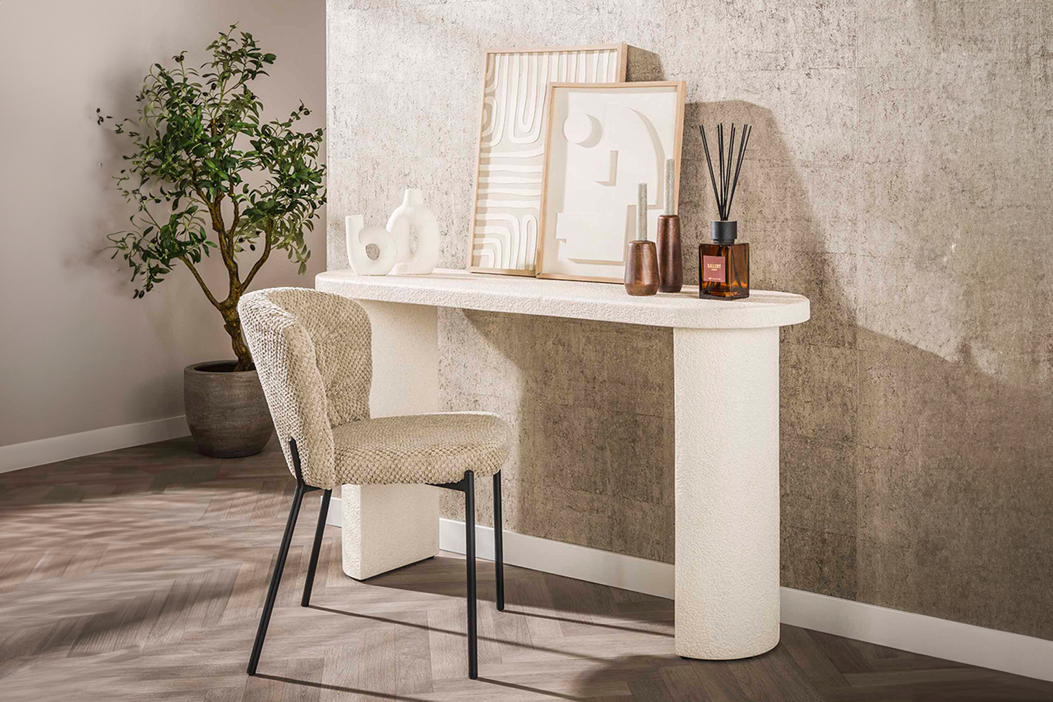 KAWOLA Schminktisch CURUA Konsolentisch Marmor weiß