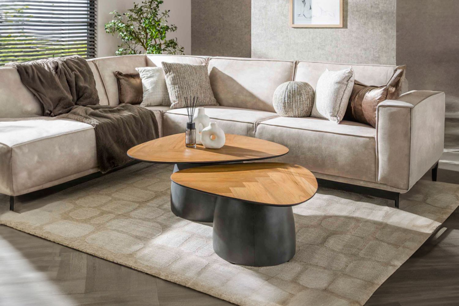 KAWOLA Couchtisch LUJAN Set 2-tlg. Teakholz braun