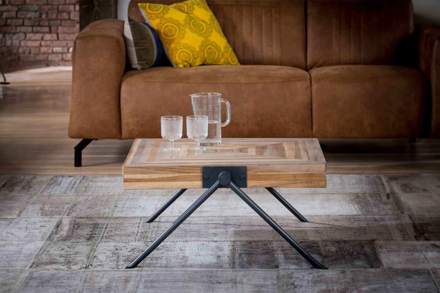 KAWOLA Couchtisch WILLY Teakholz braun 70x70 cm