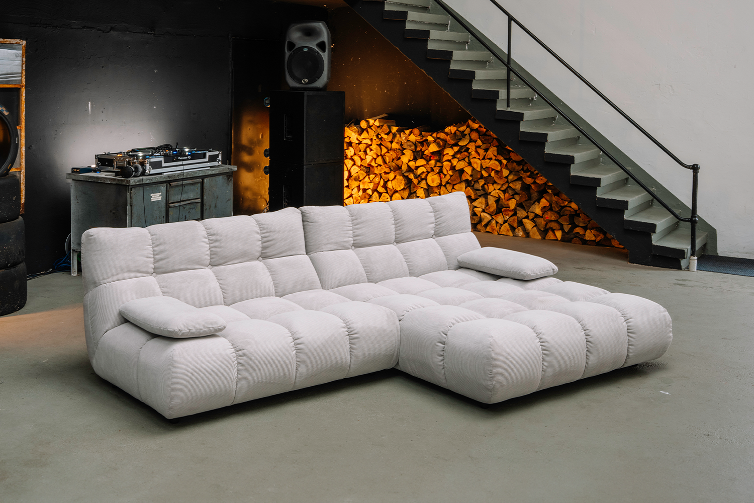 KAWOLA Sofa VIVIEN Ecksofa Feincord silber