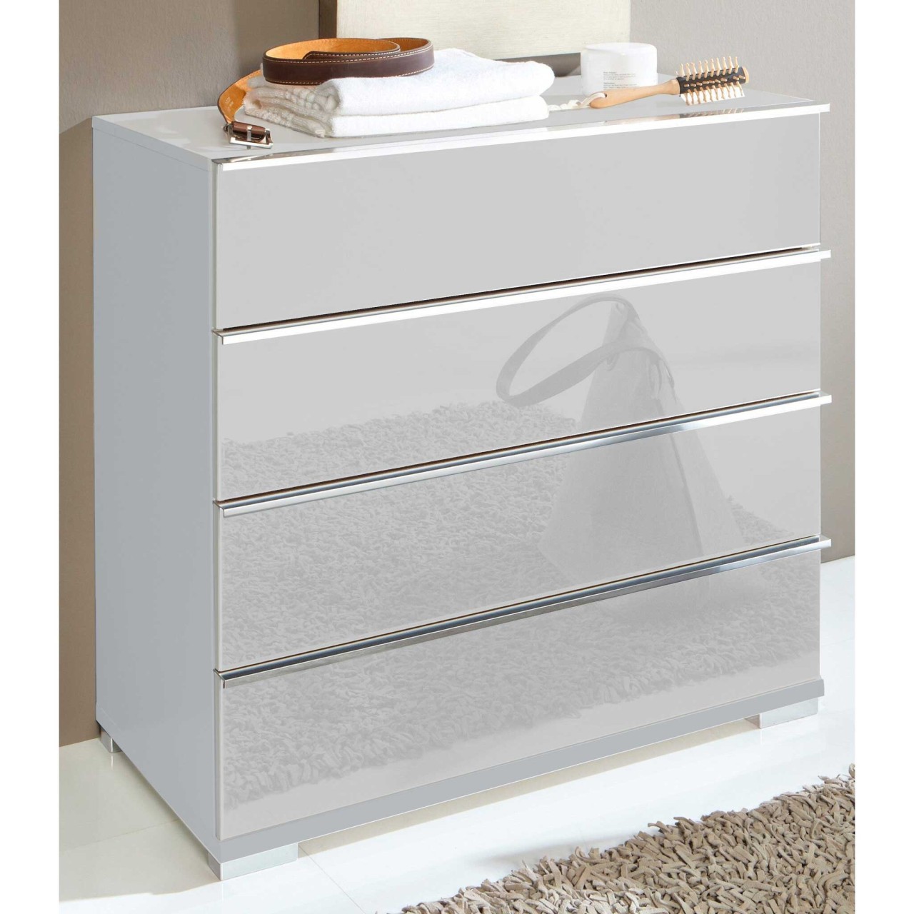 Kommode mit 4 Schubladen grau