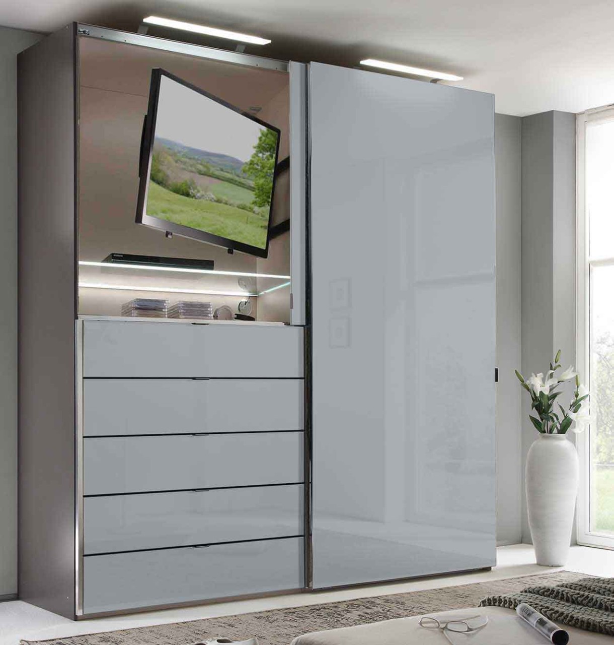 Media Multi Kleiderschrank mit TV Aussparung B 225 cm