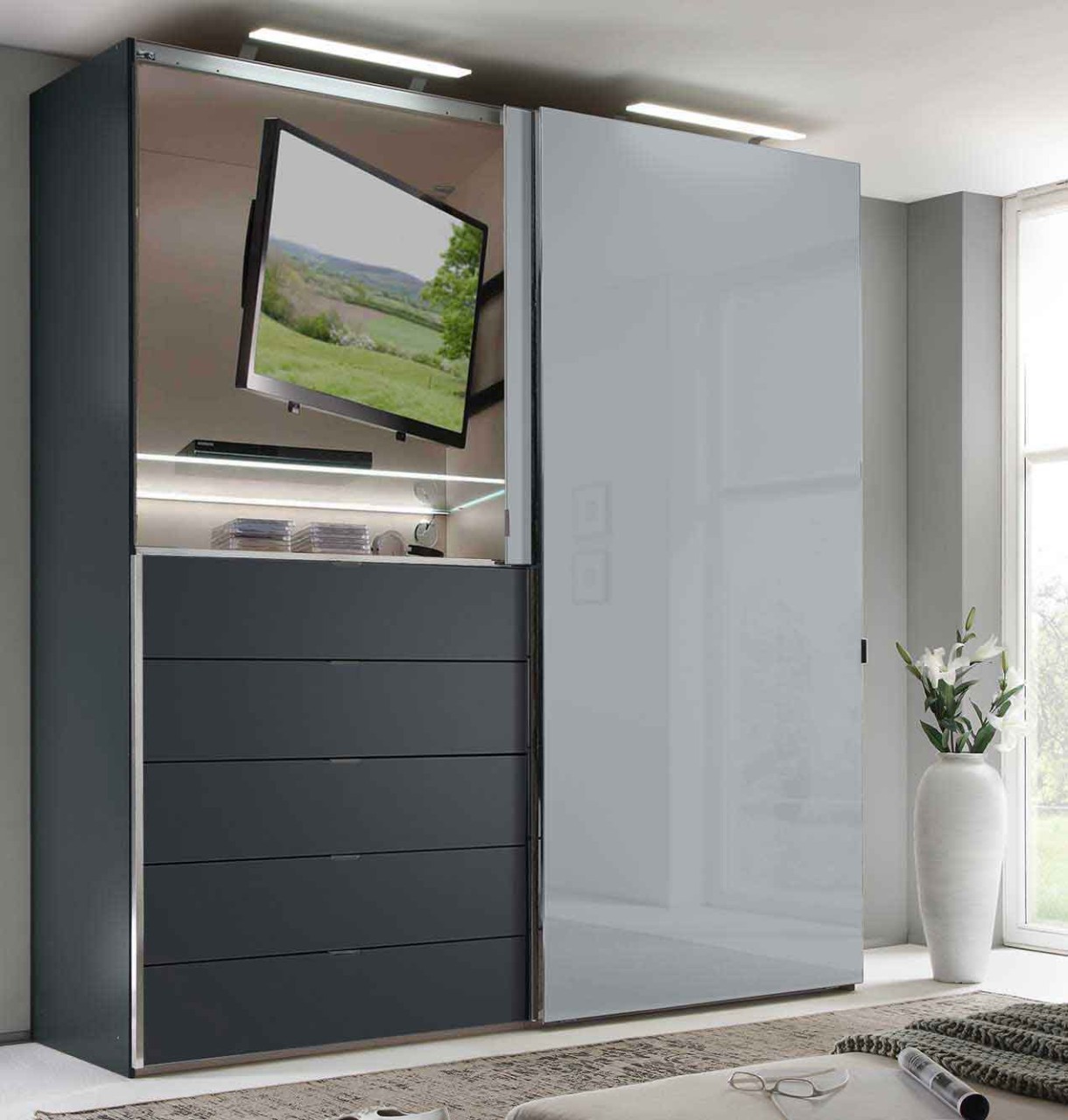 Media Multi Kleiderschrank mit TV-Element B188 cm