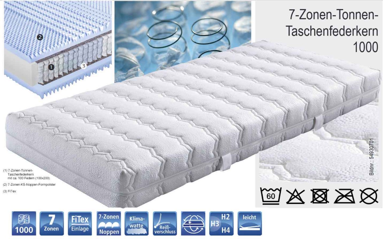 Comfort Taschenfederkernmatratze mit 1000 Federn