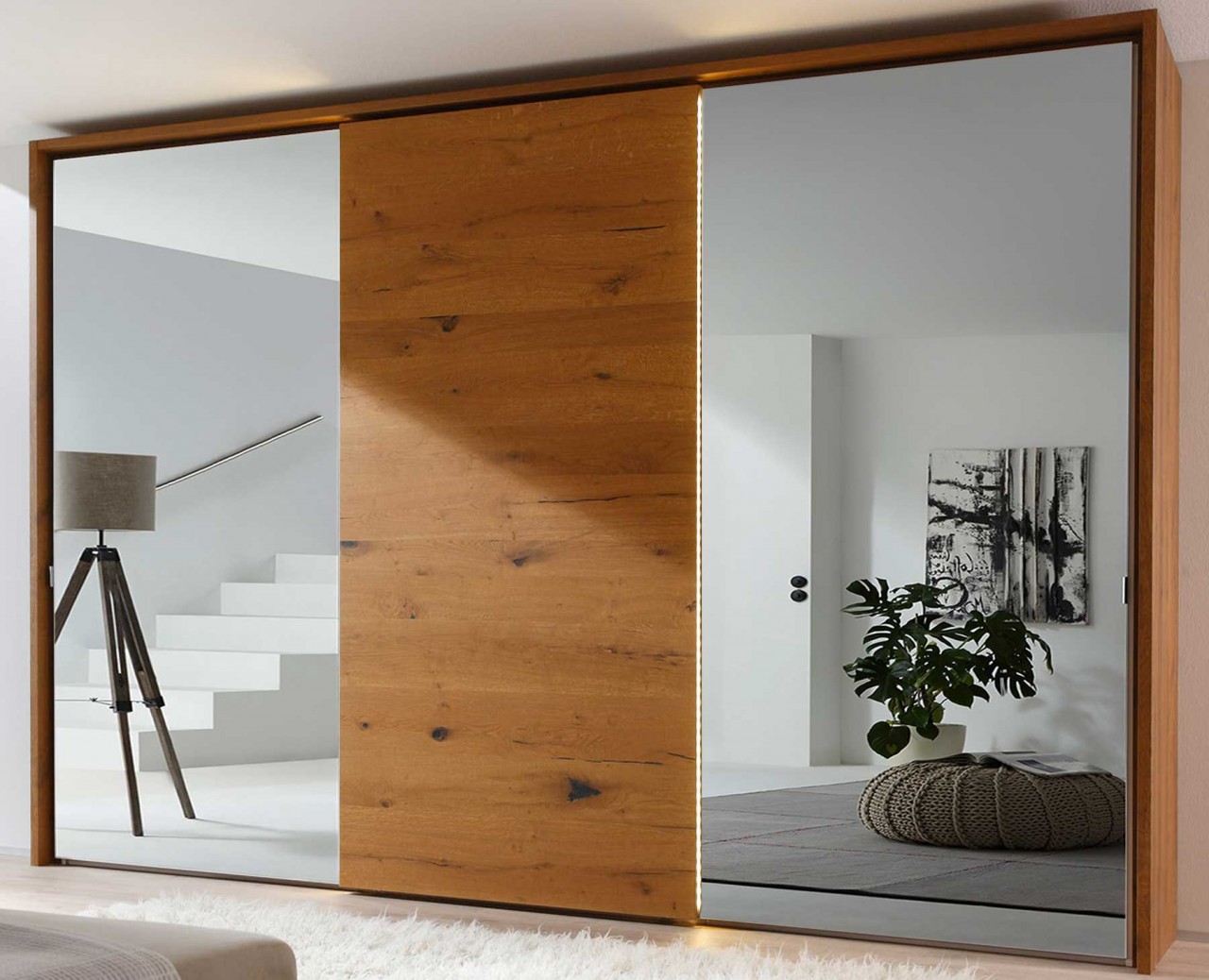 Kleiderschrank wildeiche mit Spiegel