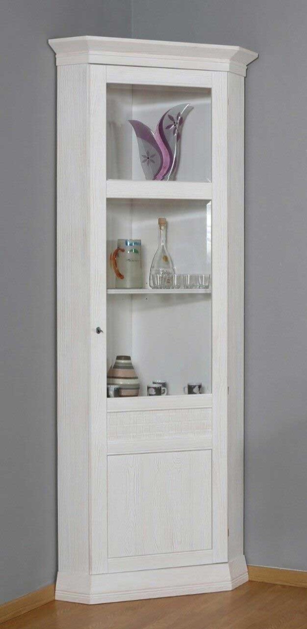 Vienna Landhaus Eckvitrine Pinie massiv in 4 Farben