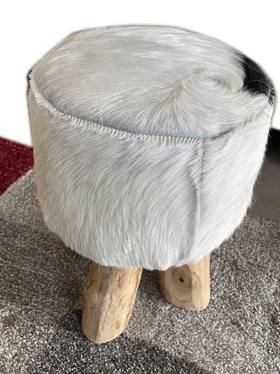 Ziegenfell Hocker rund