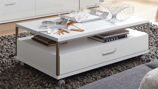 Trento Couchtisch weiß mit Schublade