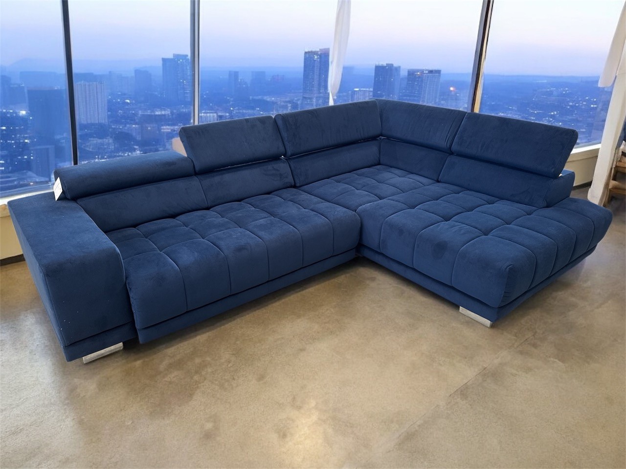 Ecksofa blau Samt