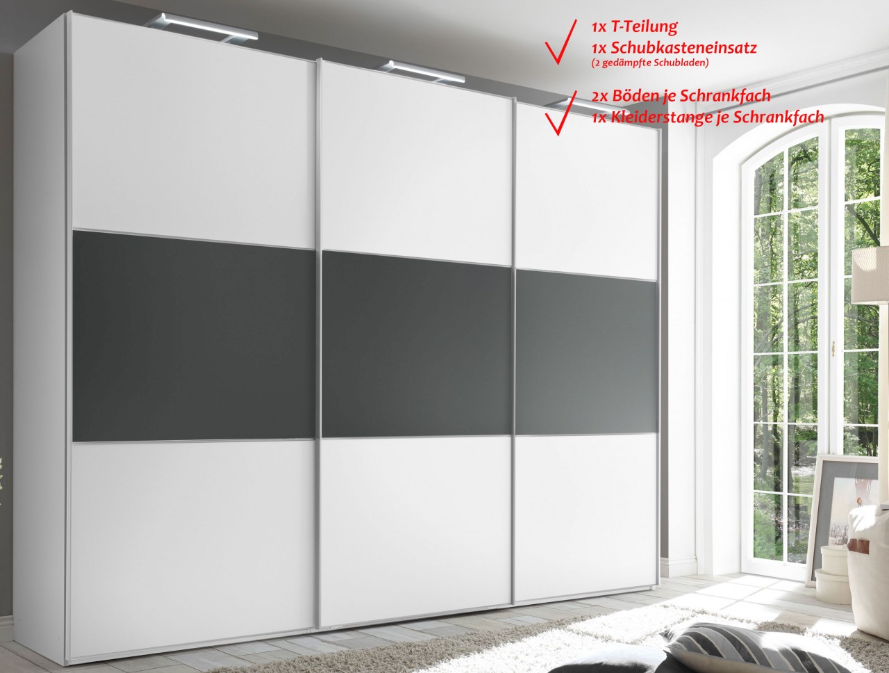 Includo Kleiderschrank weiß grau