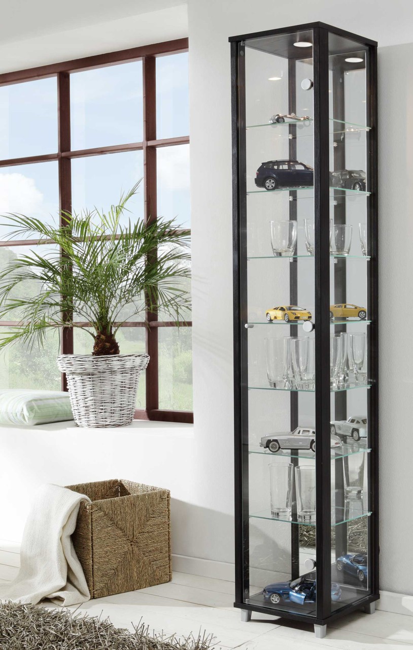 Glas Vitrine schmal in 7 Farben