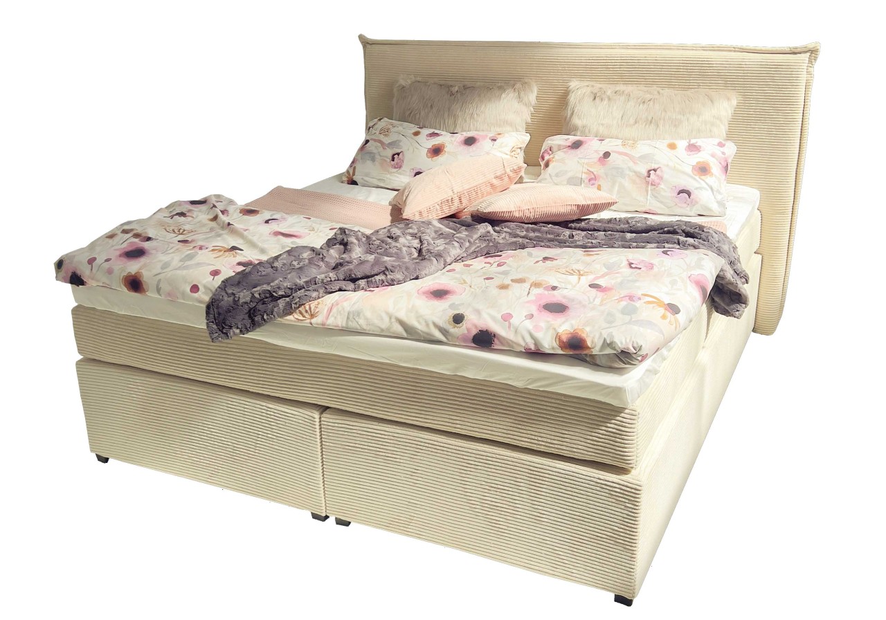 Gina Boxspringbett 180x200 cm Breitcord beige