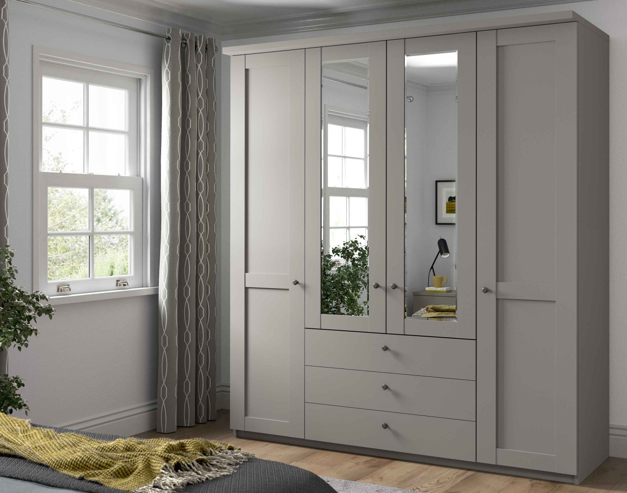 Marlow Kleiderschrank mit Spiegel und Schubladen