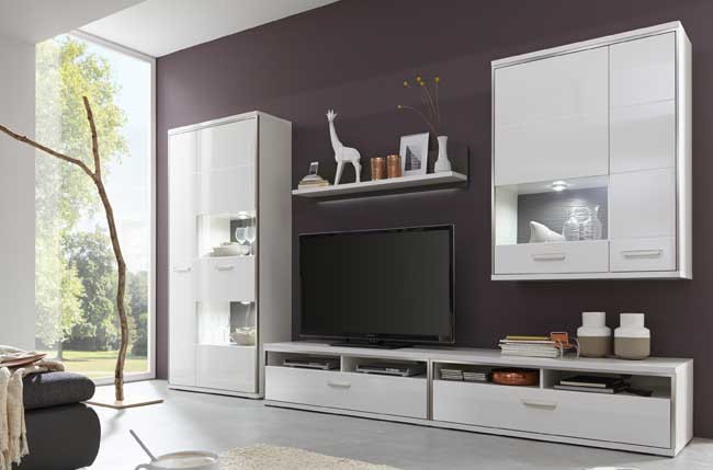 Trento Wohnwand Hochglanz weiß